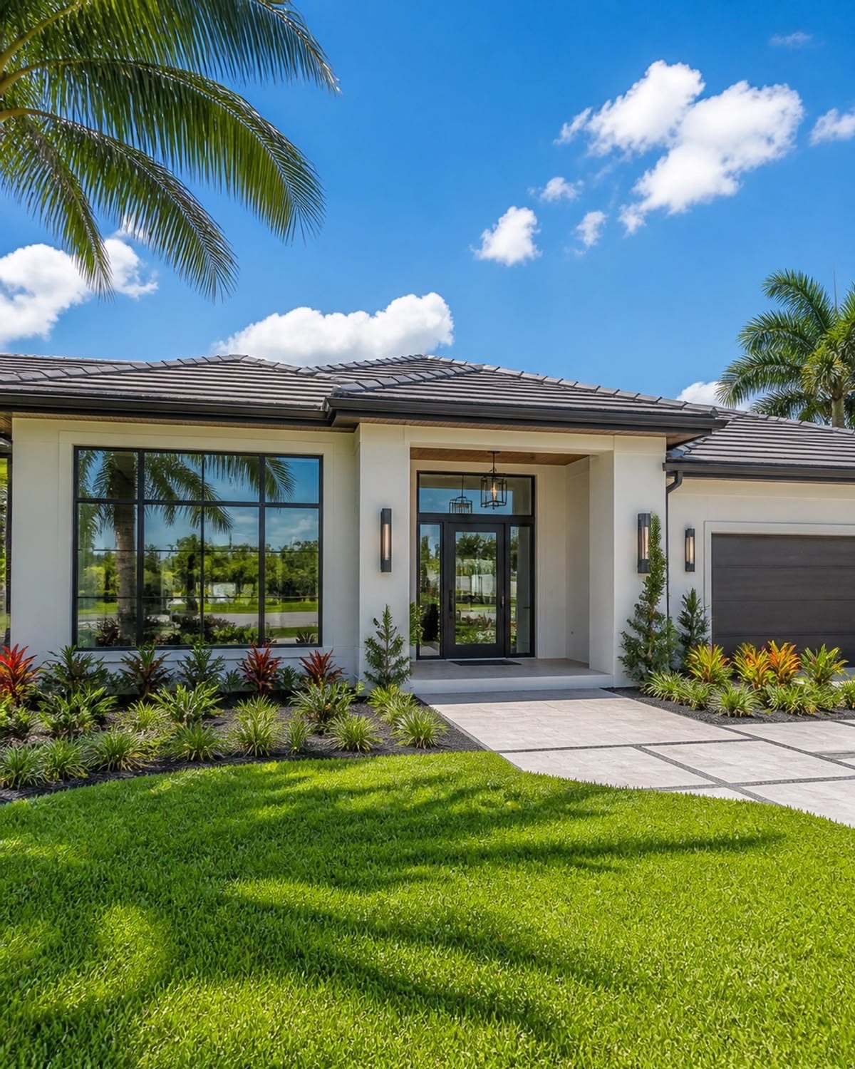 Modern South Florida residence with tropical landscaping