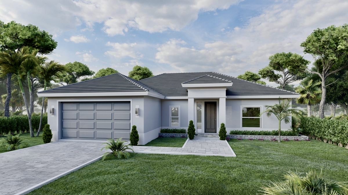Contemporary single-story residence exterior design