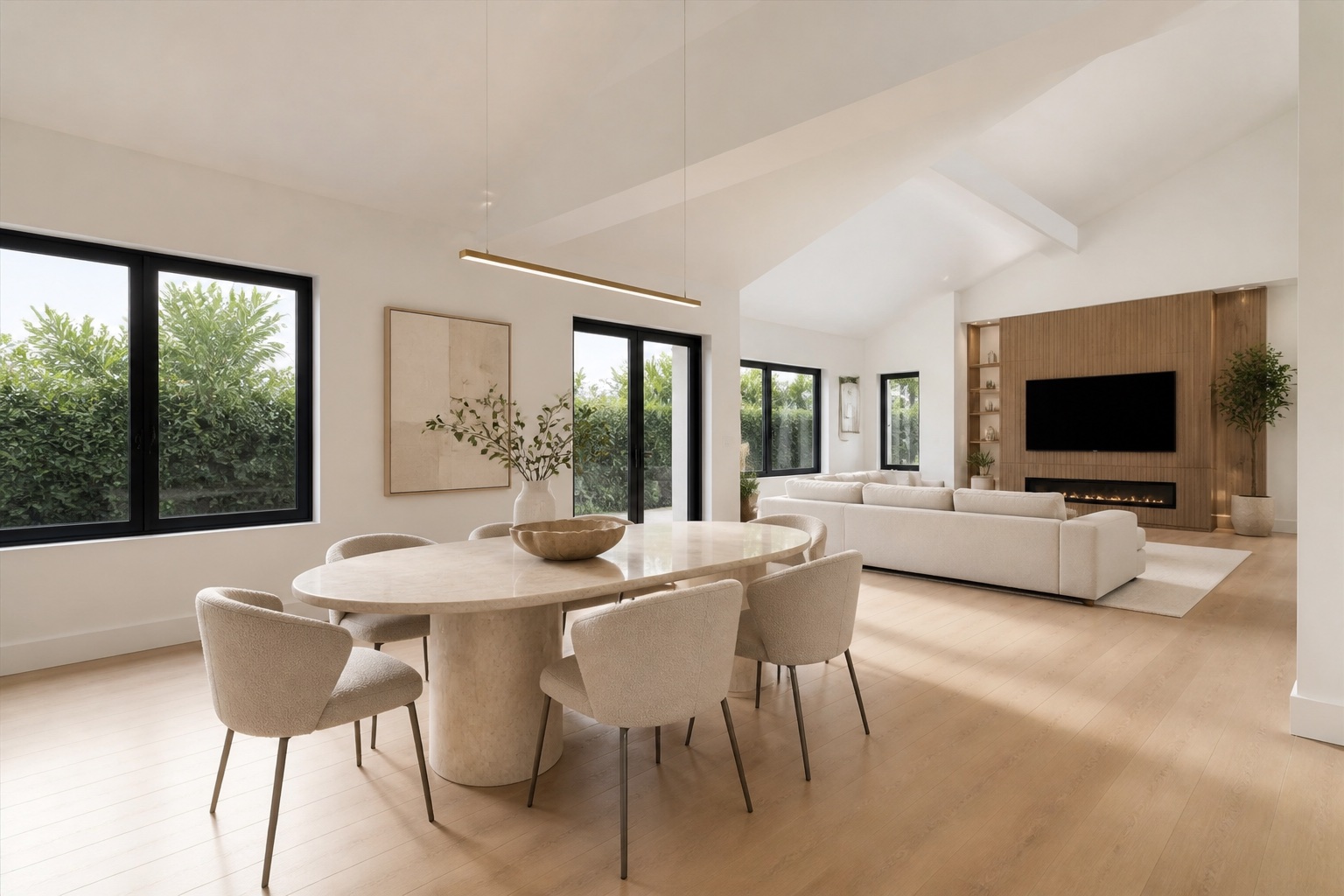 Contemporary dining and living room renovation
