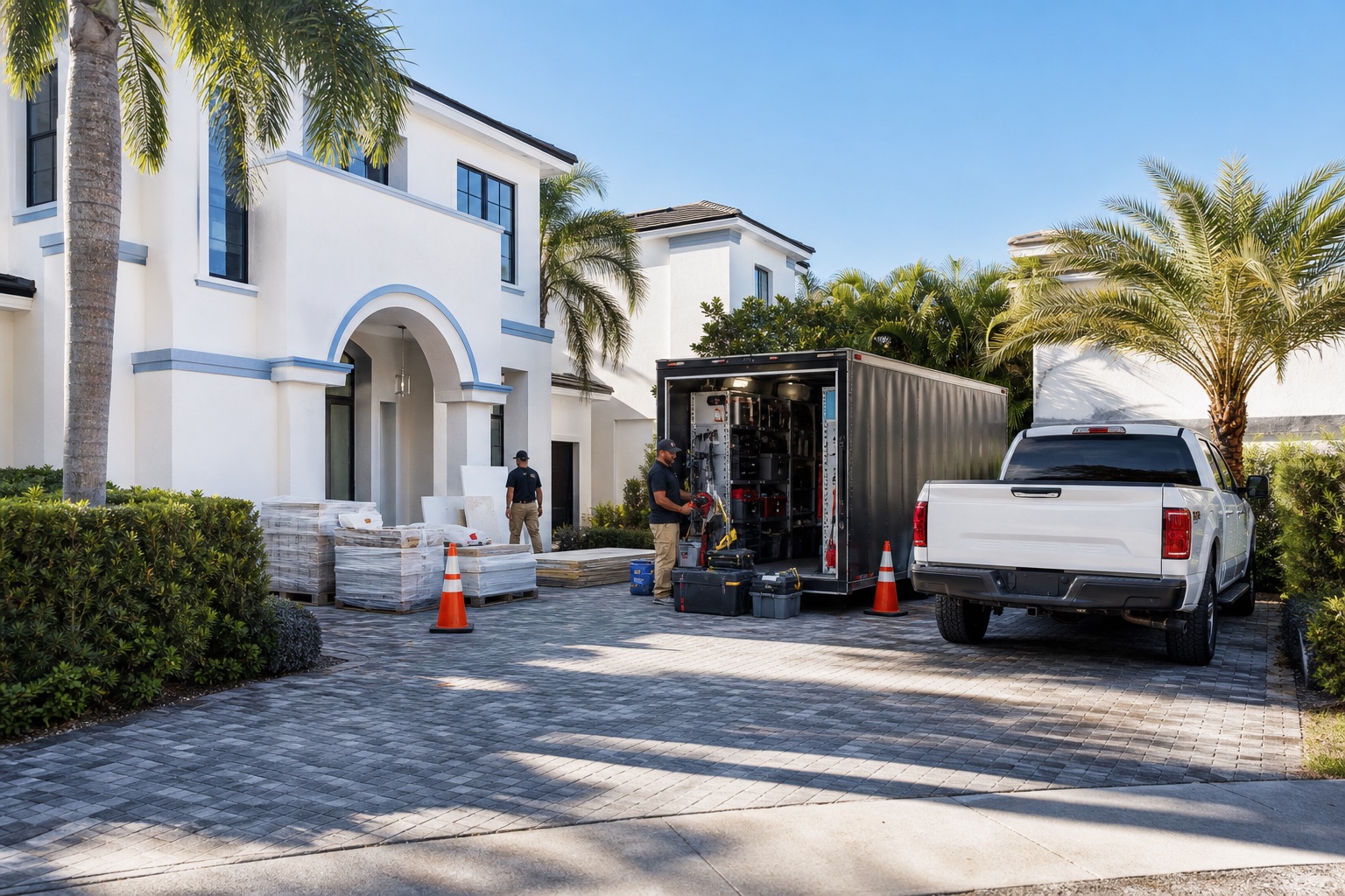 Organized equipment at an active residential project